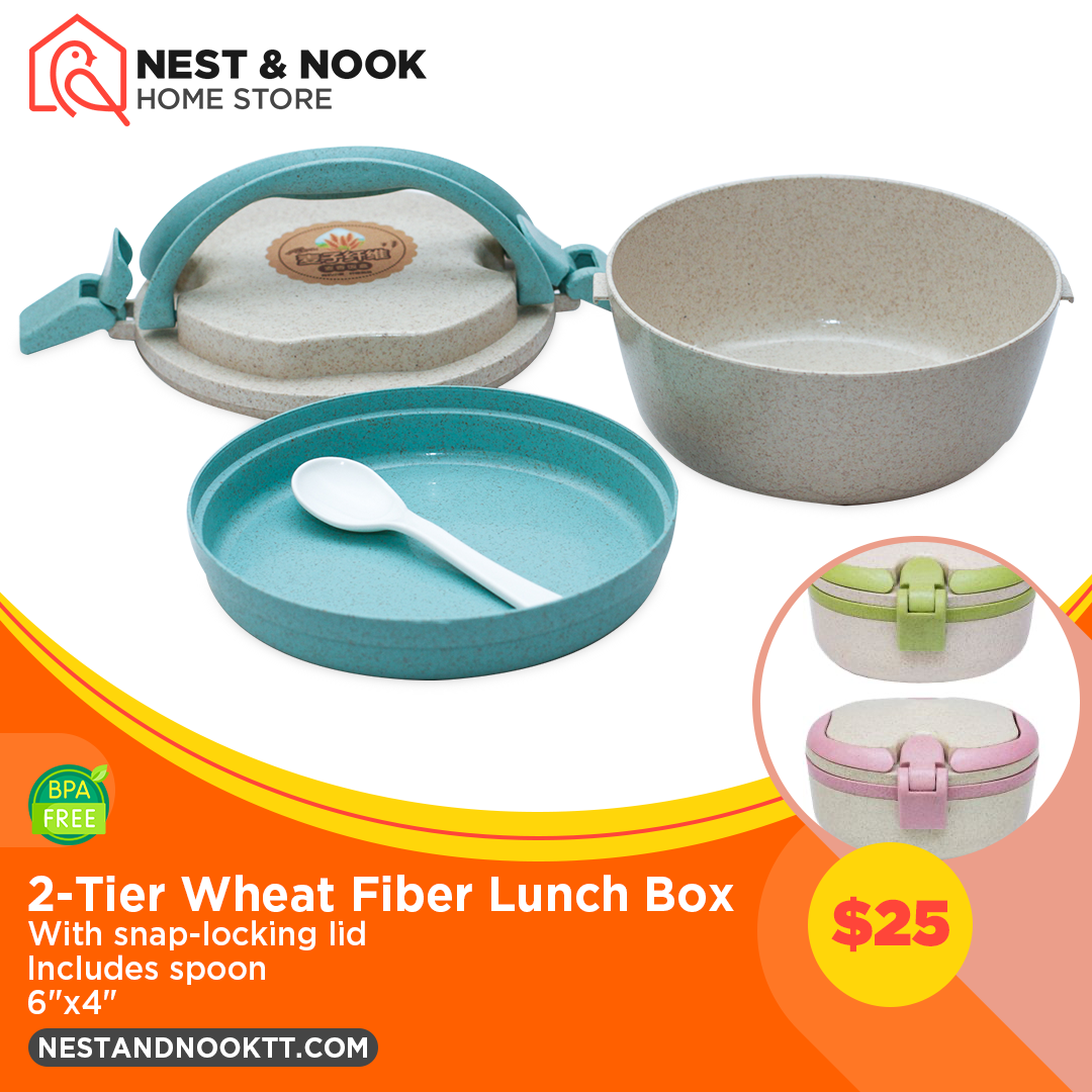 2-tier wheat straw bento lunch box