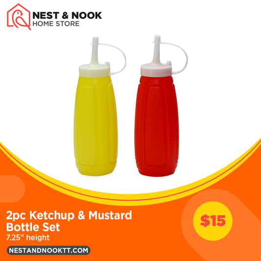 2pc Ketchup & Mustard Bottle Set