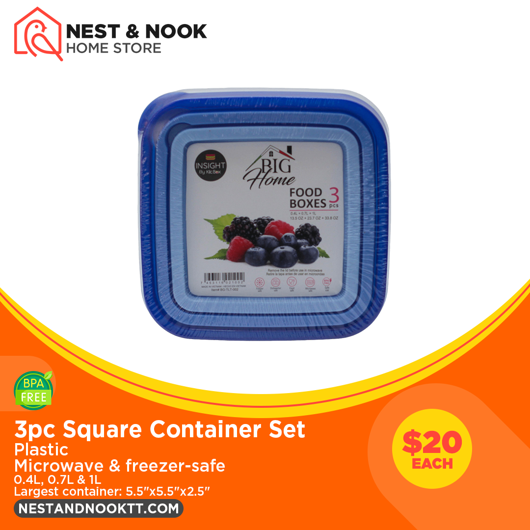 3pc Square Container Set