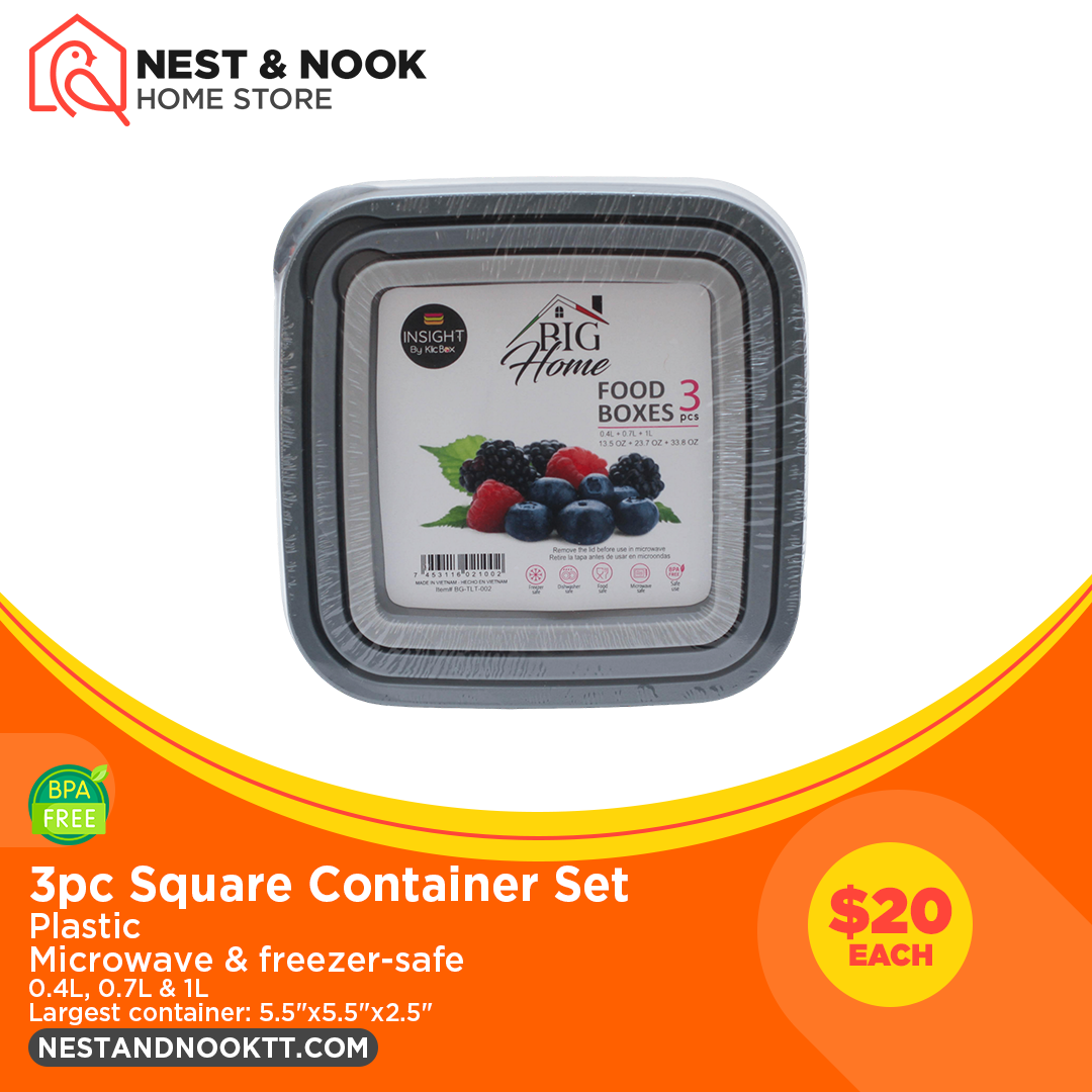 3pc Square Container Set