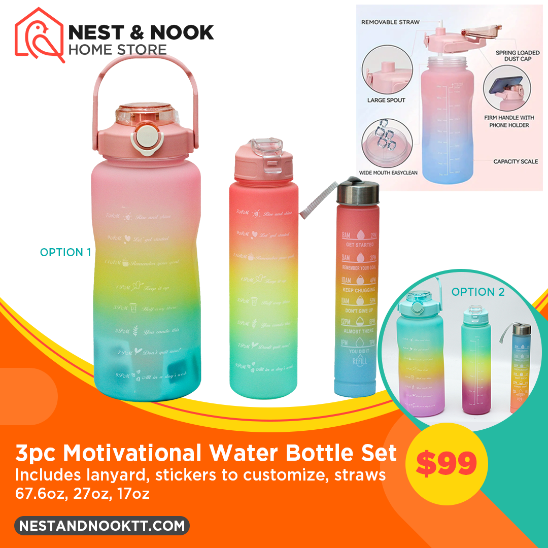 3pc Motivational Water Bottle Set