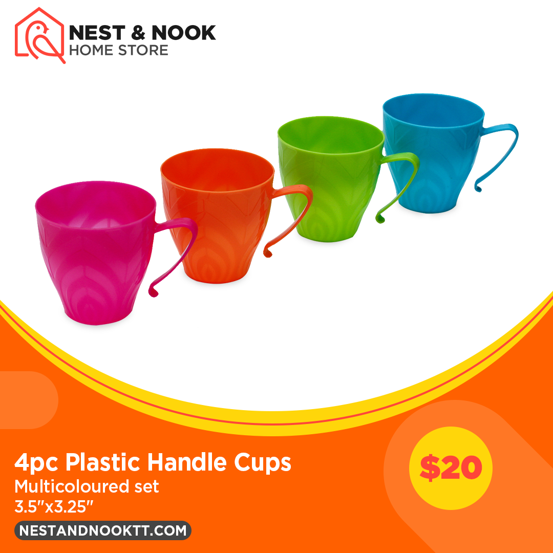 4pc Plastic Handle Cup Set