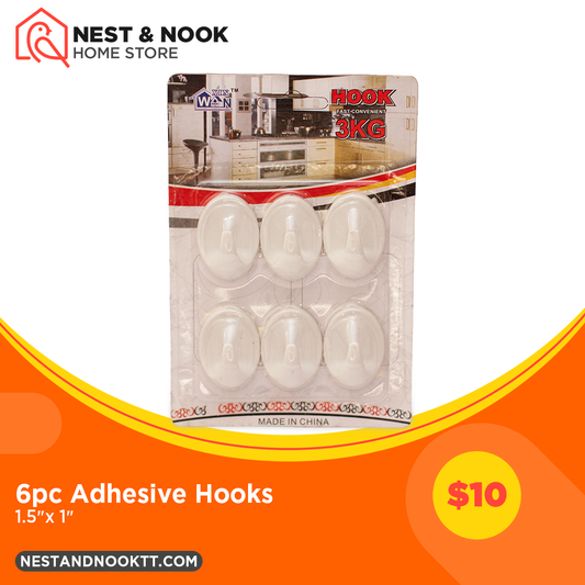 6pc Adhesive Hooks
