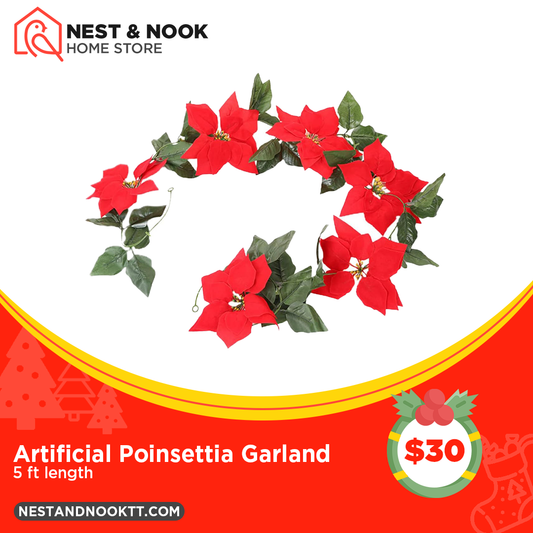 Artificial Poinsettia Garland