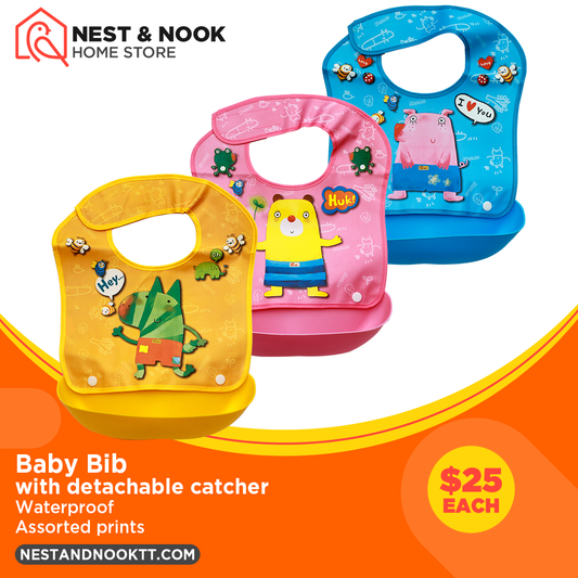 Baby Bibs with Detachable Crumb Catcher