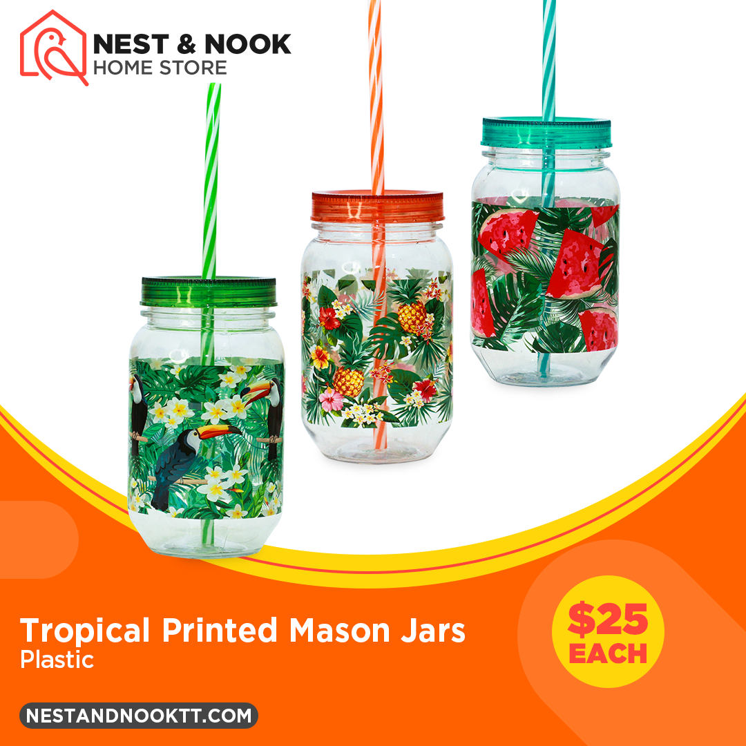 Tropical Printed Mason Jars