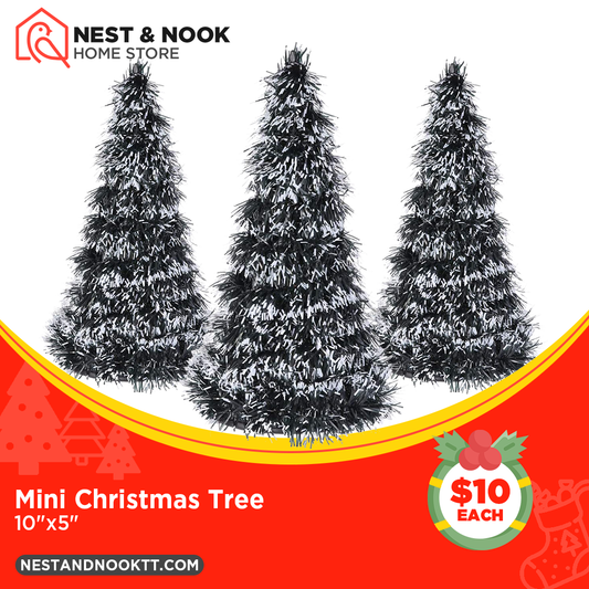 white tip mini Christmas tree tinsel