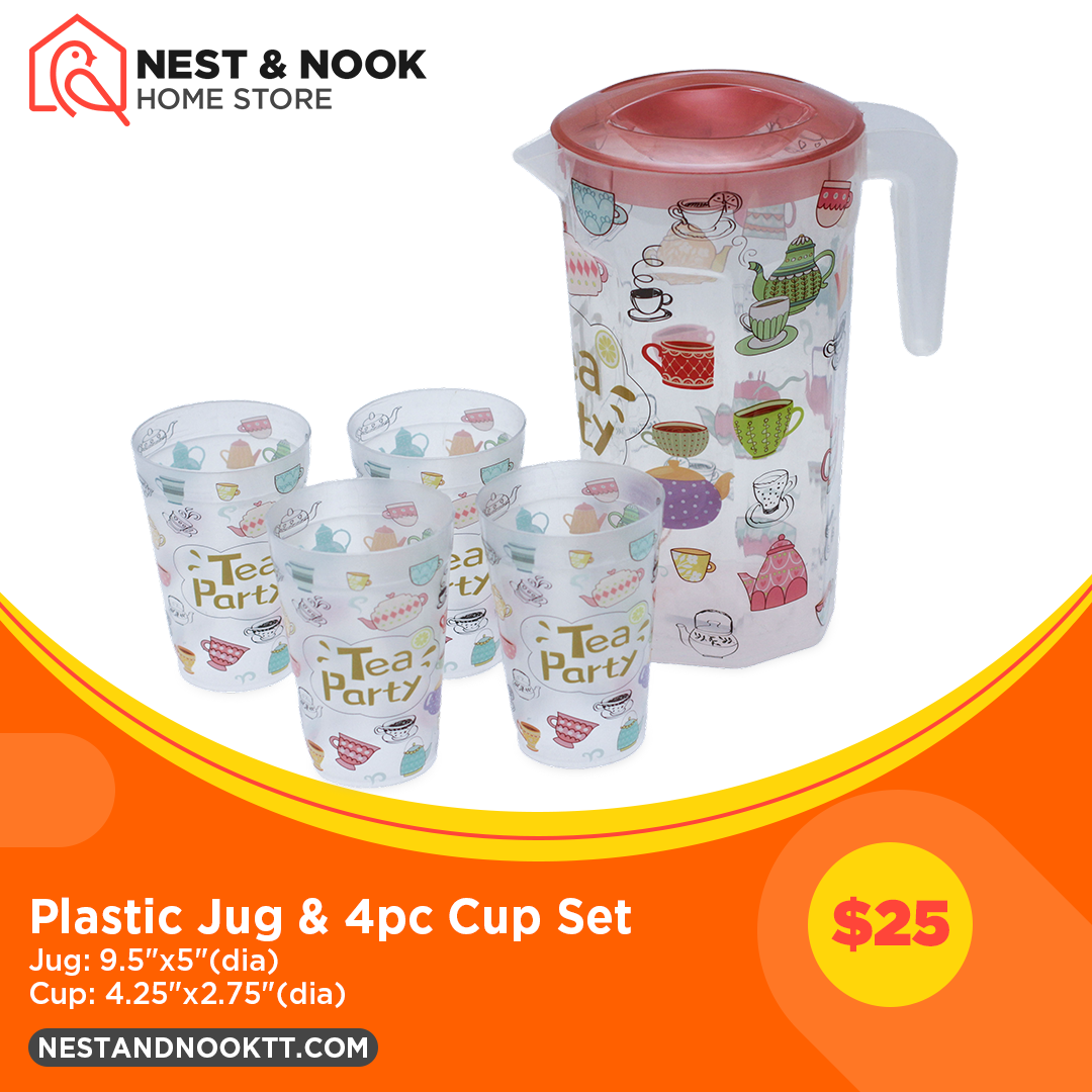 Plastic Jug and 4pc Cup Set