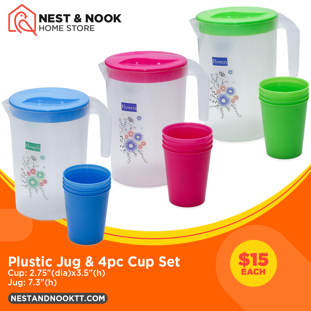 Plastic Jug & 4pc Cup Set