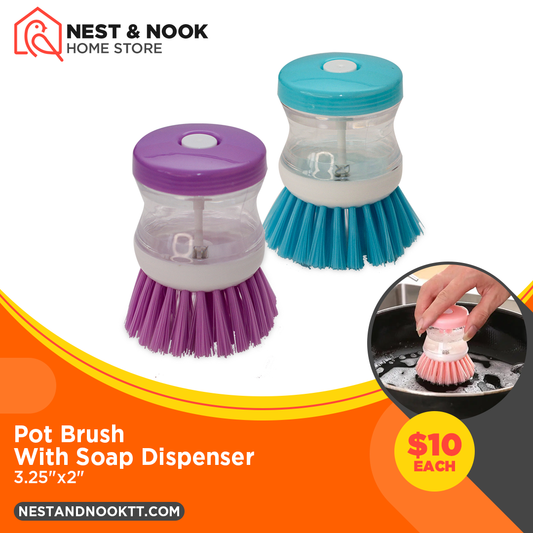 Pot Brush with Soap Dispenser