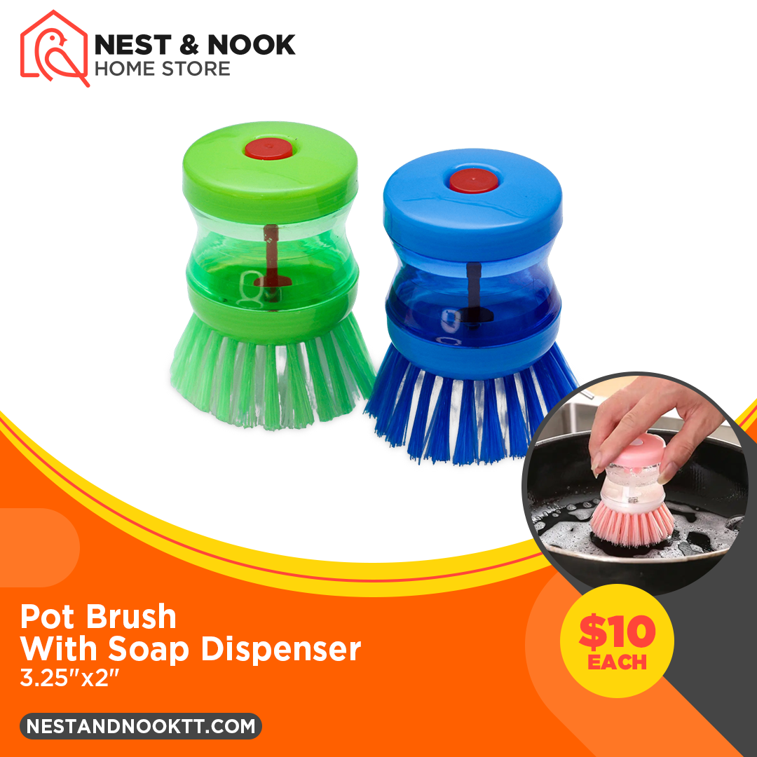 Pot Brush with Soap Dispenser
