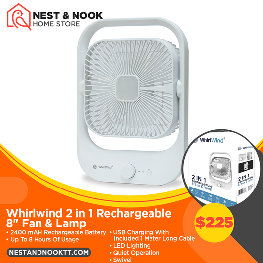 WhirlWind 2 in 1 Rechargeable 8" Fan & Lamp