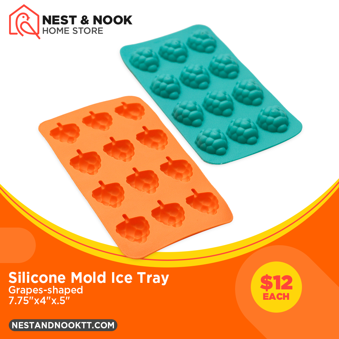 Orange and teal grapes-shaped silicone ice mold