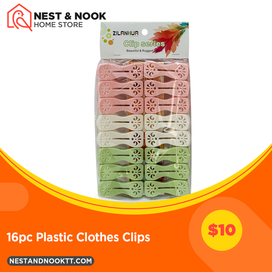 16pc Plastic Clothes Clips