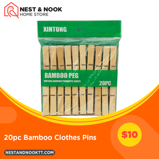 20pc Bamboo Clothes Pins