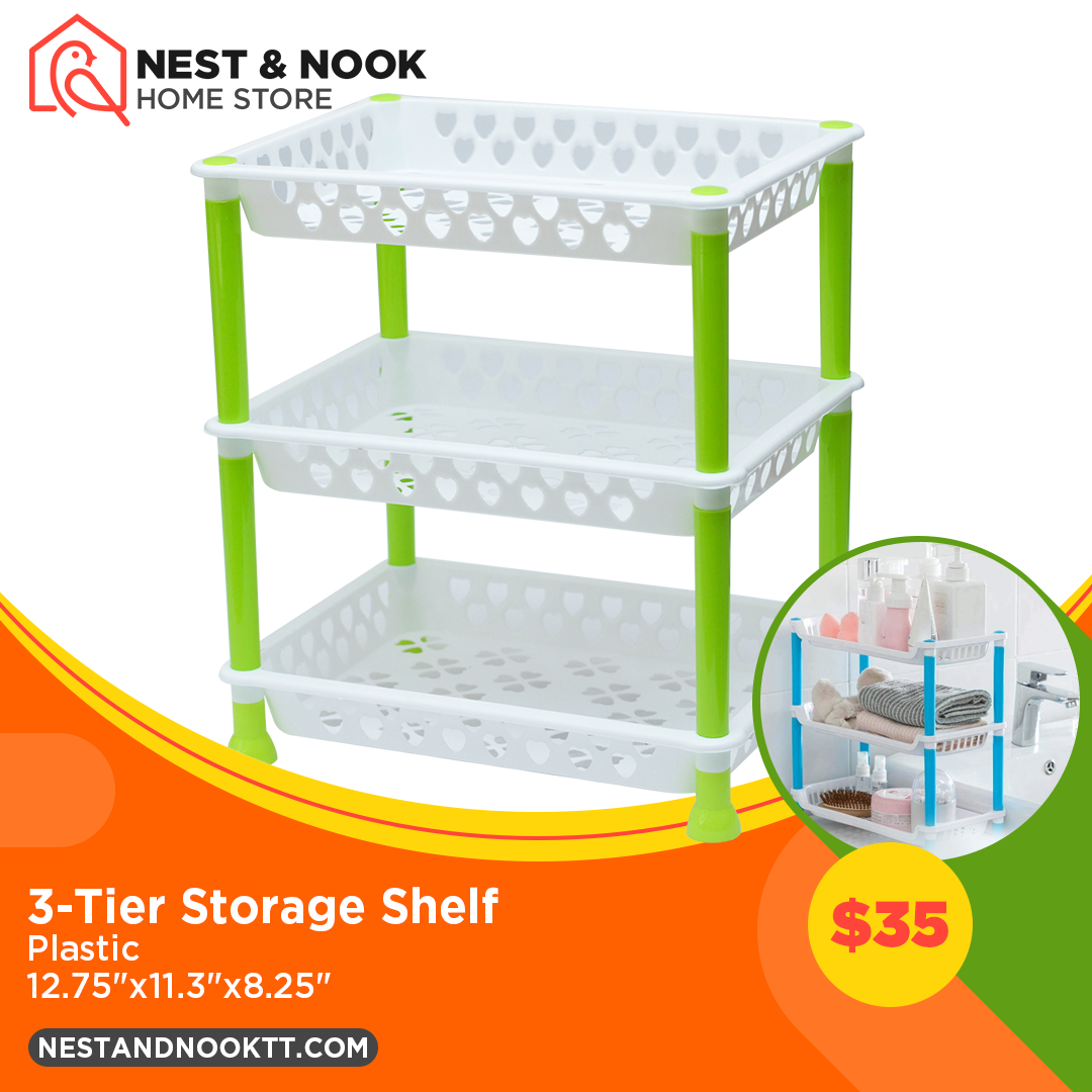 3-tier plastic storage shelf