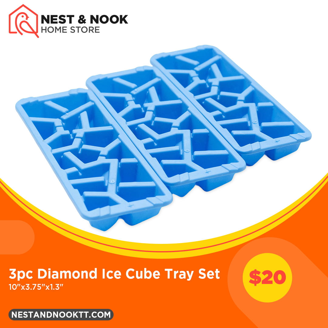 3pc Diamond Ice Cube Tray Set