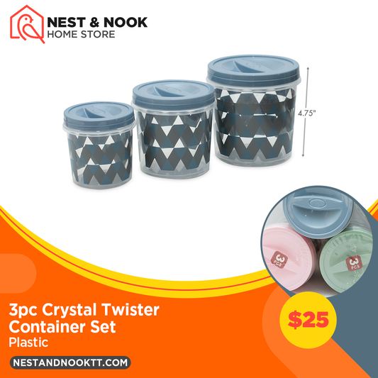 3pc Crystal Twister Container Set