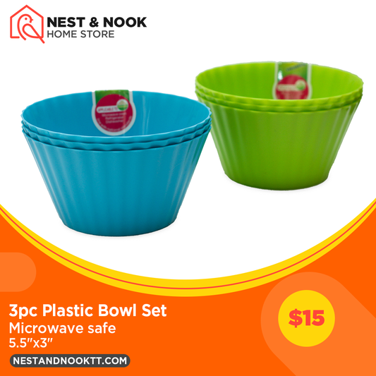 3pc Plastic Bowl Set