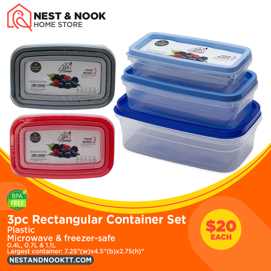 3pc Rectangular Container Set