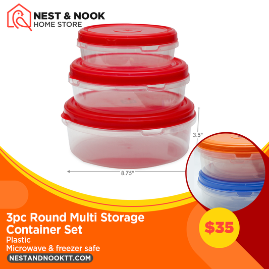 3pc Round Multi Storage Container Set
