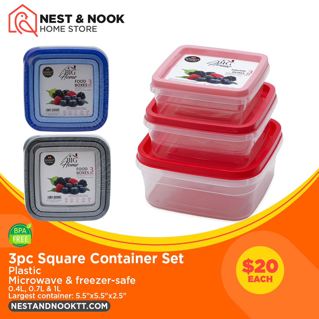 3pc Square Container Set – Nest & Nook Home Store