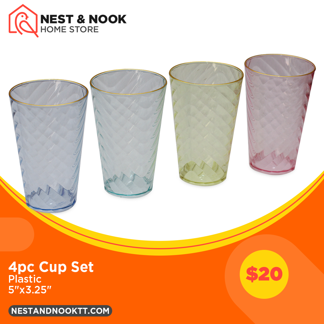 4pc Cup Set (Gold Rim)