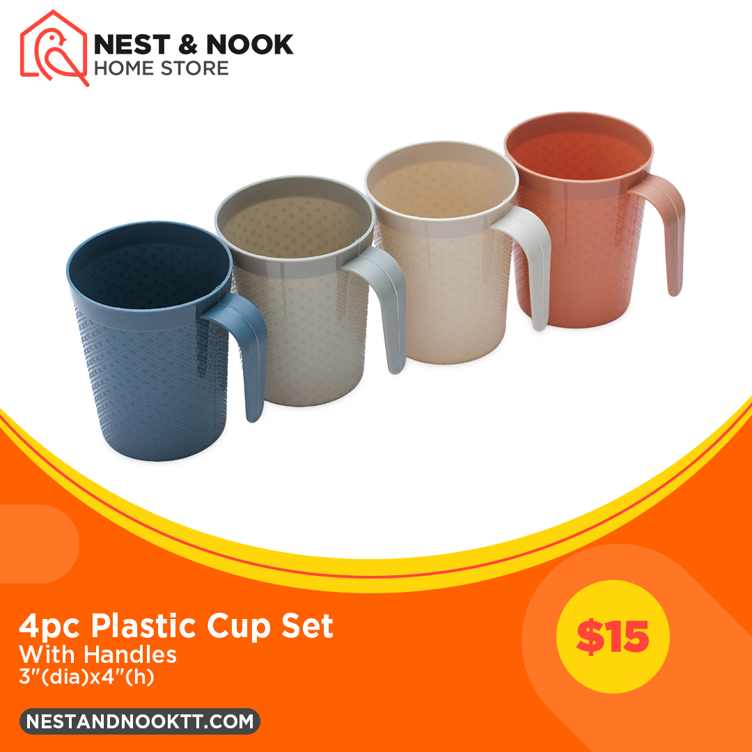 4pc Plastic Cup Set with Handles
