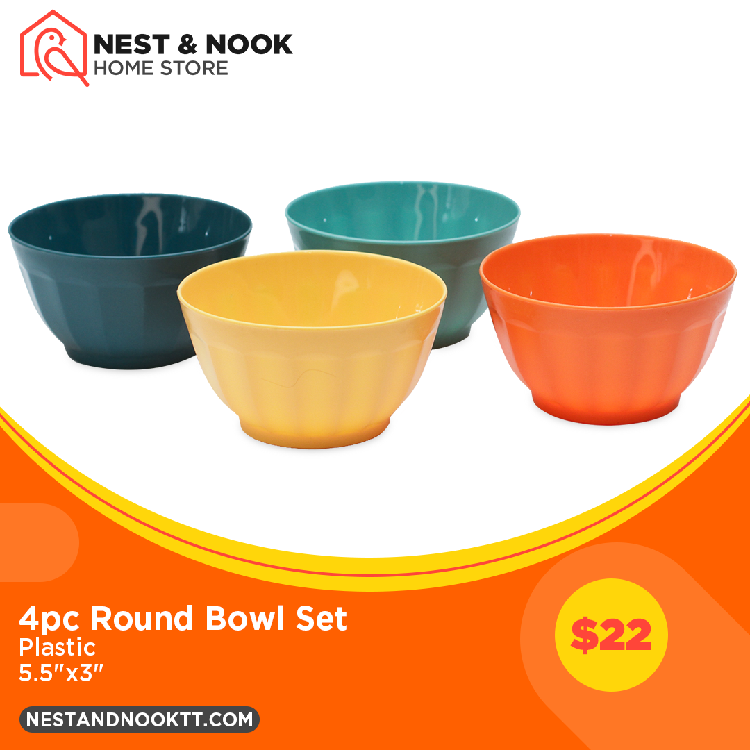 4pc plastic round bowl set