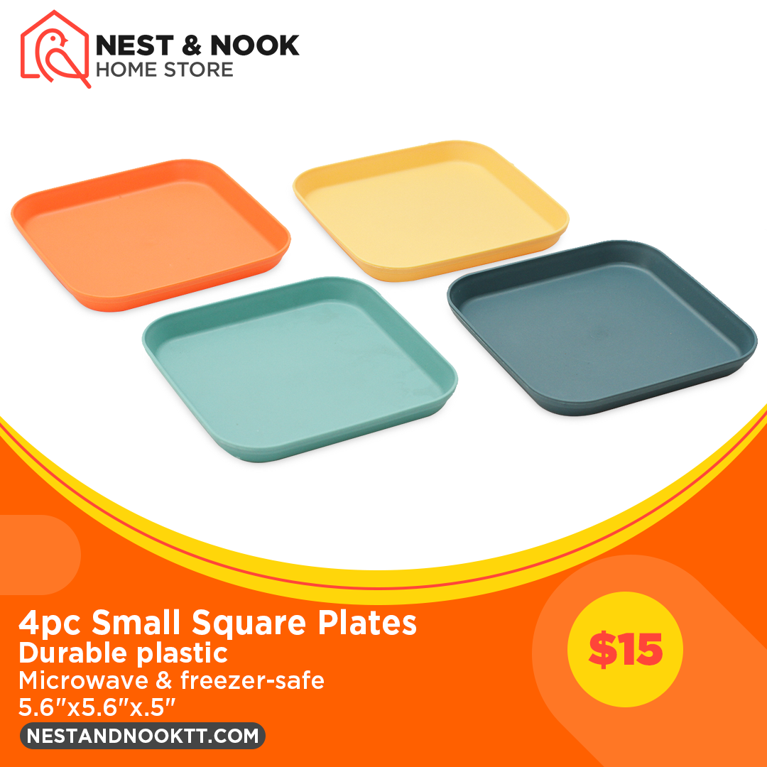 4pc Small Square Saucer Plates
