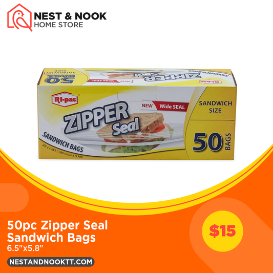 50pc Zipper Seal Sandwich Bags