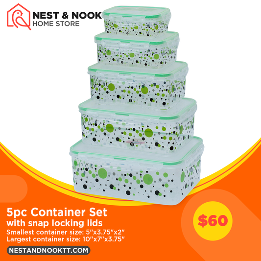 5pc Container Set with Snap Locking Lids