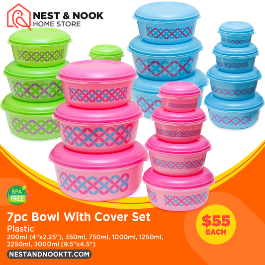 7pc Bowl With Cover Container Set