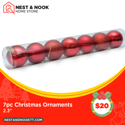 7 piece red Christmas ornaments