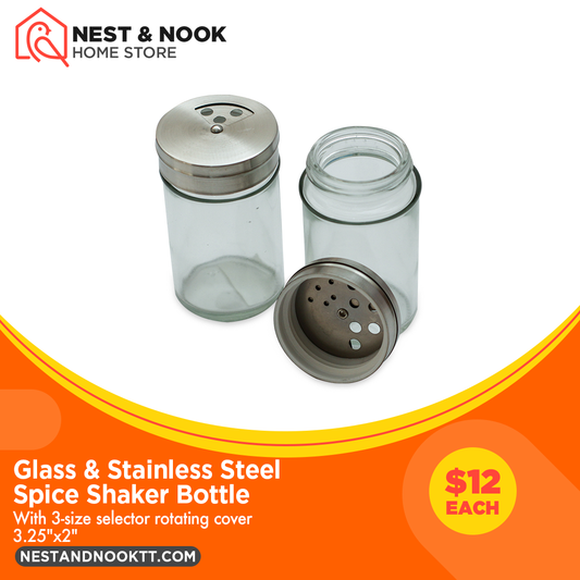 Glass & Stainless Steel Spice Shaker Bottle