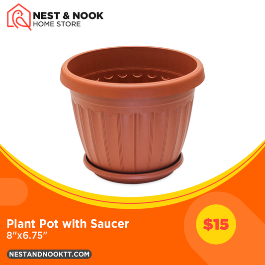 Plant Pot with Saucer (Terracotta Style)
