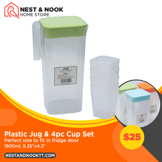 Plastic Jug & 4pc Cup Set