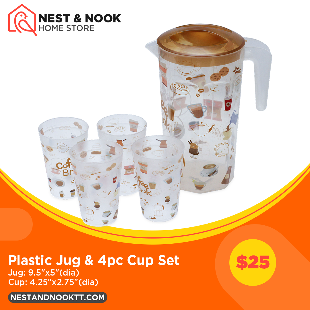 Plastic Jug and 4pc Cup Set