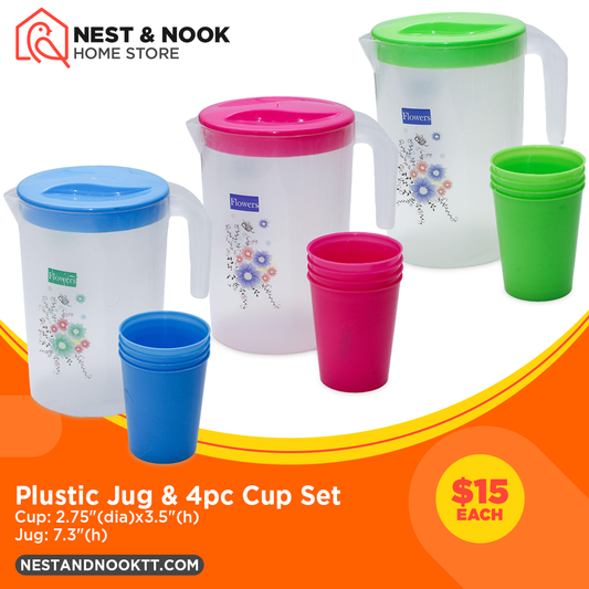 Plastic Jug & 4pc Cup Set