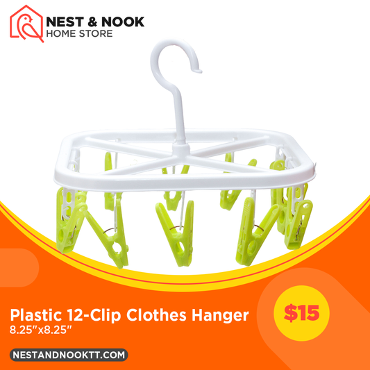 Plastic 12-Clip Clothes Hanger