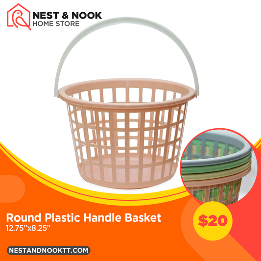 Round Plastic Handle Basket